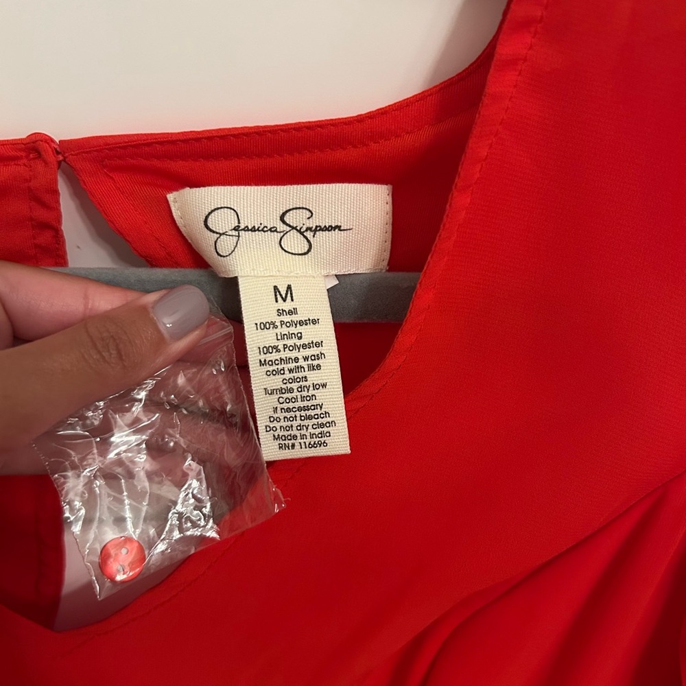 Jessica Simpson Red Pleated Long Sleeve Dress - Picture 6 of 11